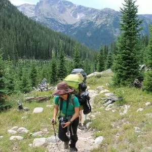 A hiker on a guided tour in Rocky Mountain National Park