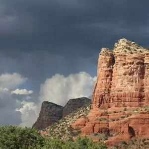 Temperamental desert storms can cause rain and sun alike. 